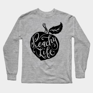 Peachy Life Peach Artwork Graphic Illustration Long Sleeve T-Shirt